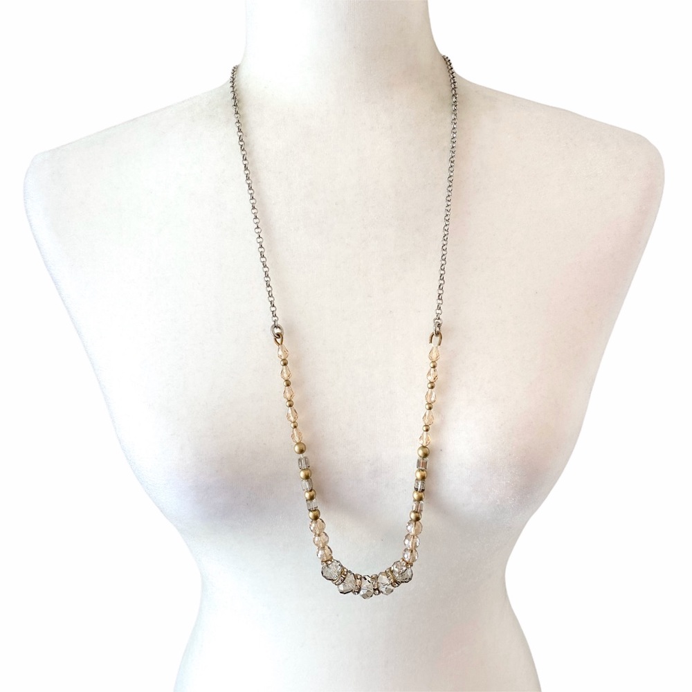 Ann Taylor LOFT long crystal statement necklace - Picture 2 of 3